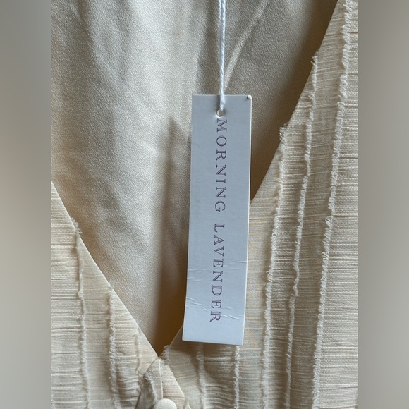 NEW Morning Lavender Valerie Buttoned Midi Dress Cream Women 1X Boho Cottage - Picture 9 of 13